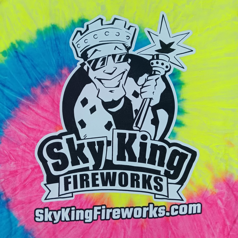 Port & Company Sky King Fireworks Tie‎ Dye Graphic T-Shirt Mens Large Multicolor